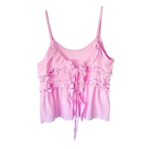 Ruffle Pink Ribbon Y2K Tank Camisol Vest
